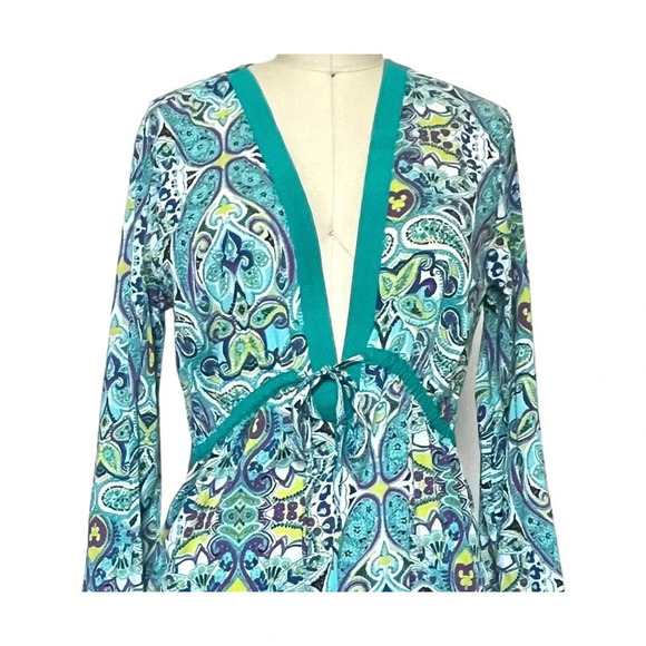 Athleta Kurta Surfside Paisley Swim Coverup Tunic Size S turquoise, green - Picture 3 of 8